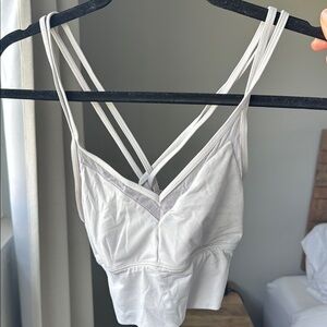 Women's White Strappy Sports Bra